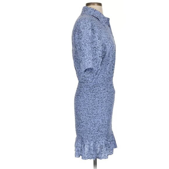 & Other Stories Women's Mini Dress US 4 Purple 100% Viscose Smocked Skirt Collar - Picture 3 of 5